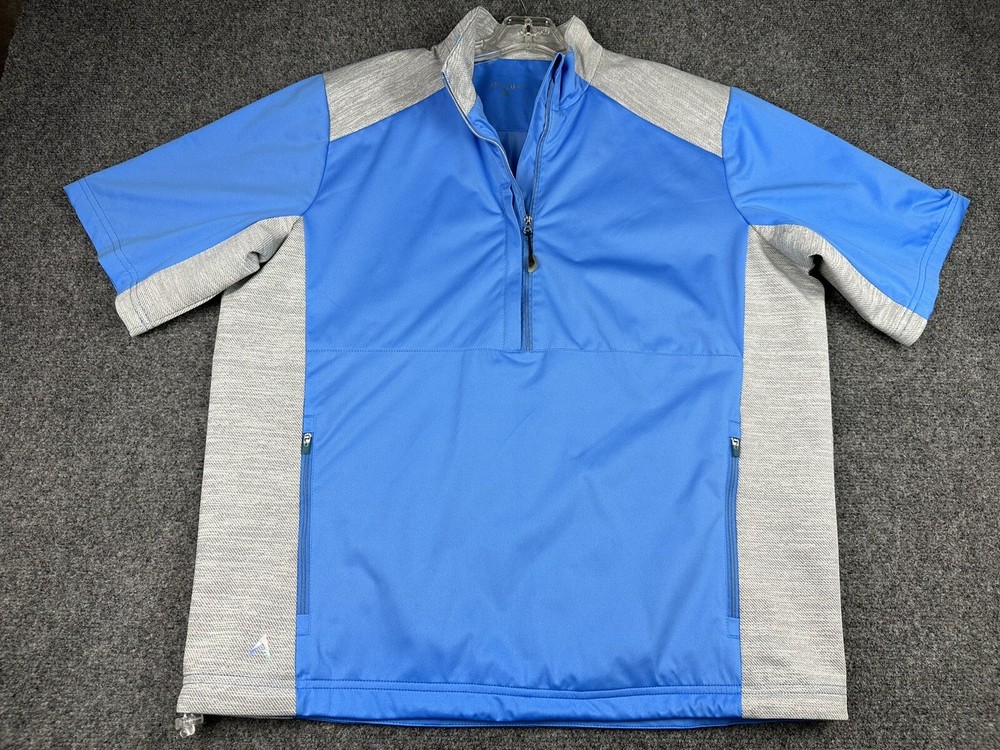 Antigua 1/4 Zip Golf Pullover Trainer Jacket Sz Large Pockets Blue Athletic