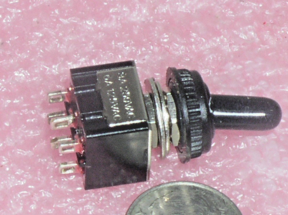 1 WATER PROOF BOOT MINI TOGGLE DPDT ON-ON PANEL SWITCH 125 VAC 6 A AMP 6A 2 POLE