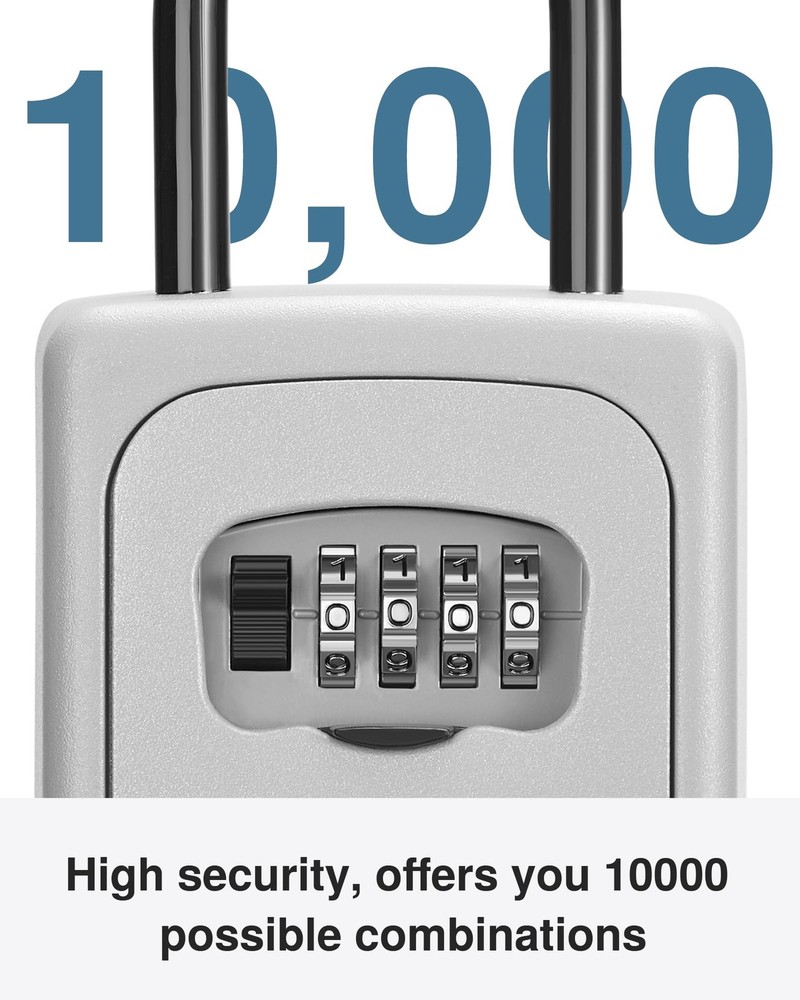 Lock , Large Key Lock Resettable Combination Lockbox, Portable Wall Mount Loc...