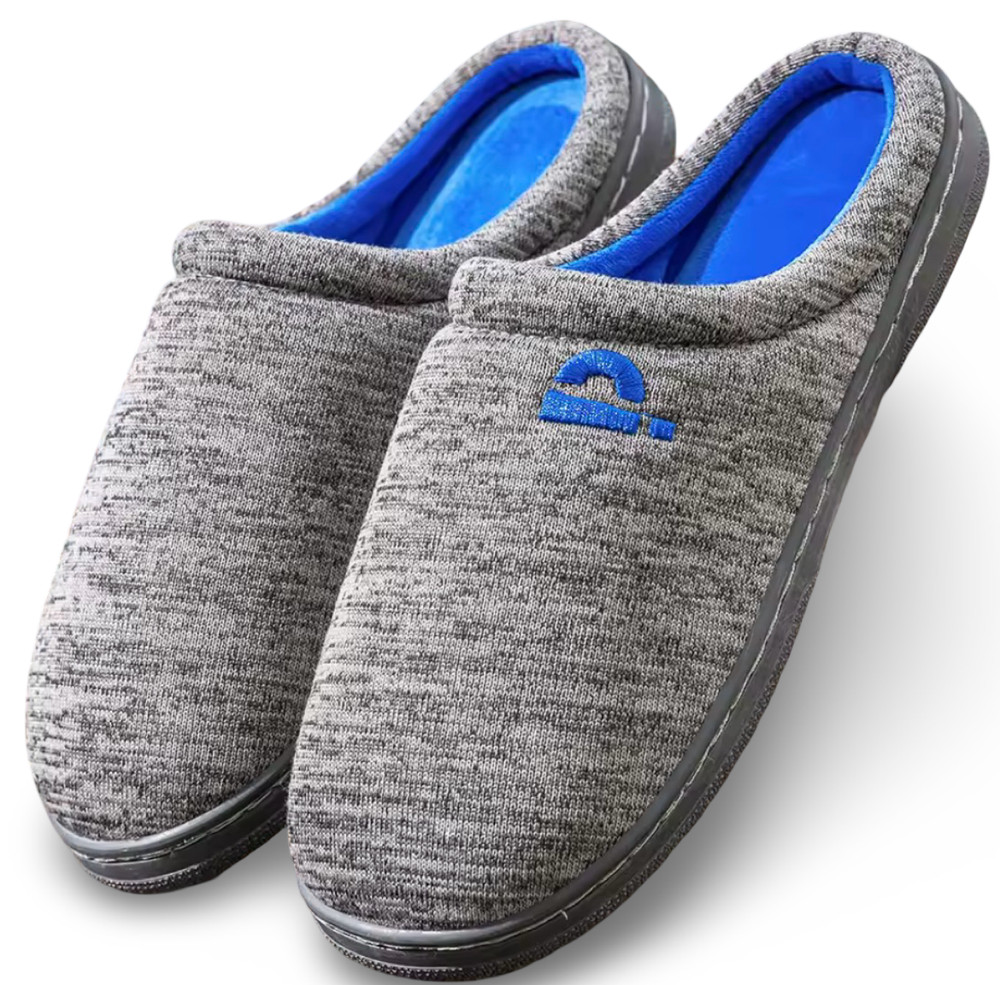 Memory Foam Slippers for Men - Gray Size 9 - 12 Cushioned Soft Comfortable
