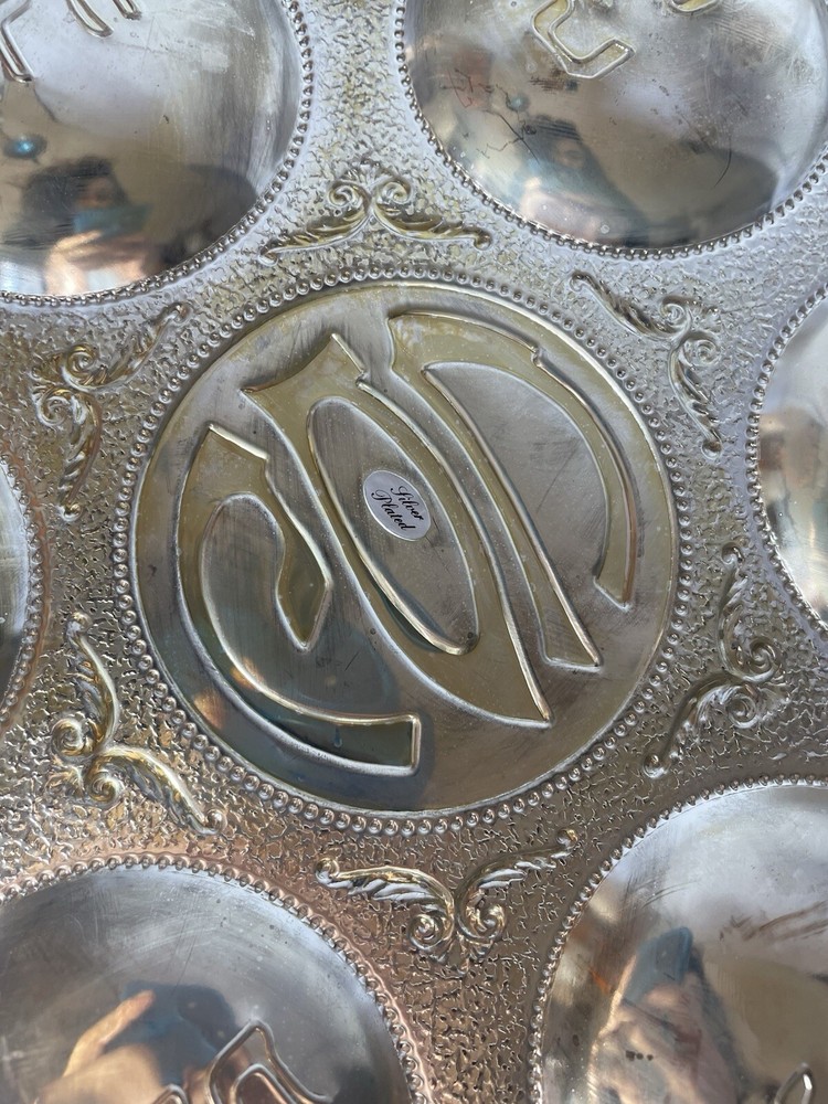 Large Silver Plated Passover Judaica Plate