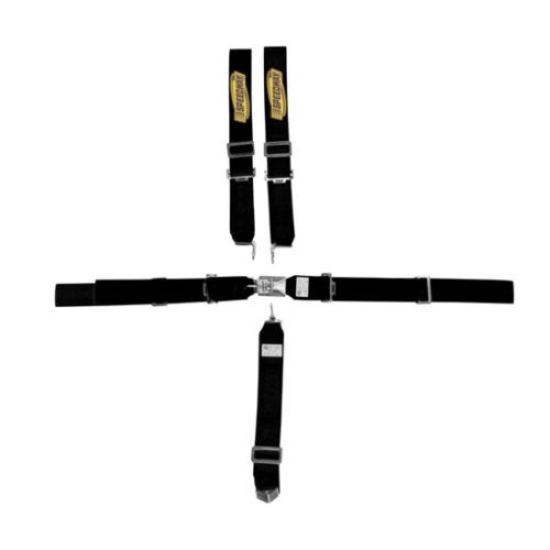 Black 5 Point Racing Harness Seat Belt Combo Latch & Link Pull Down SFI 16.1 ...