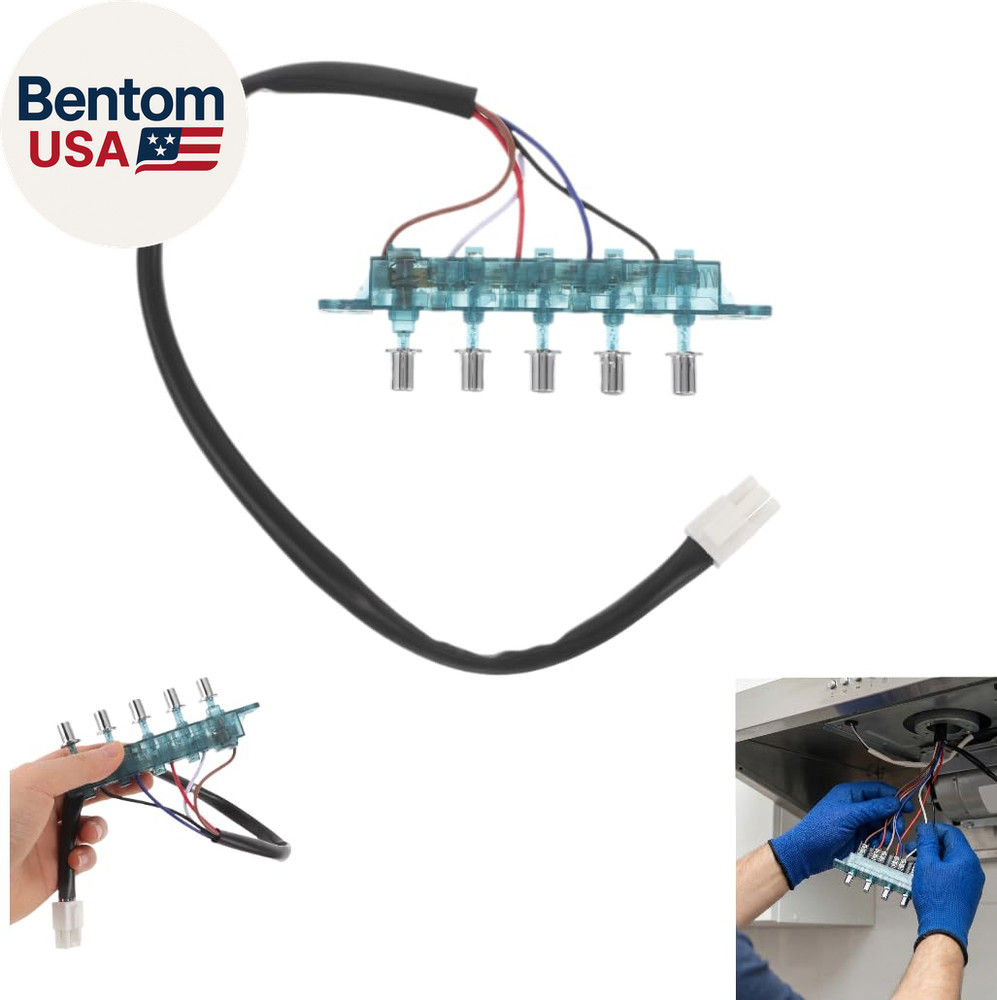 Range Hood Switch Button Replacement,5-Button Mechanical Control Panel, Size Mat