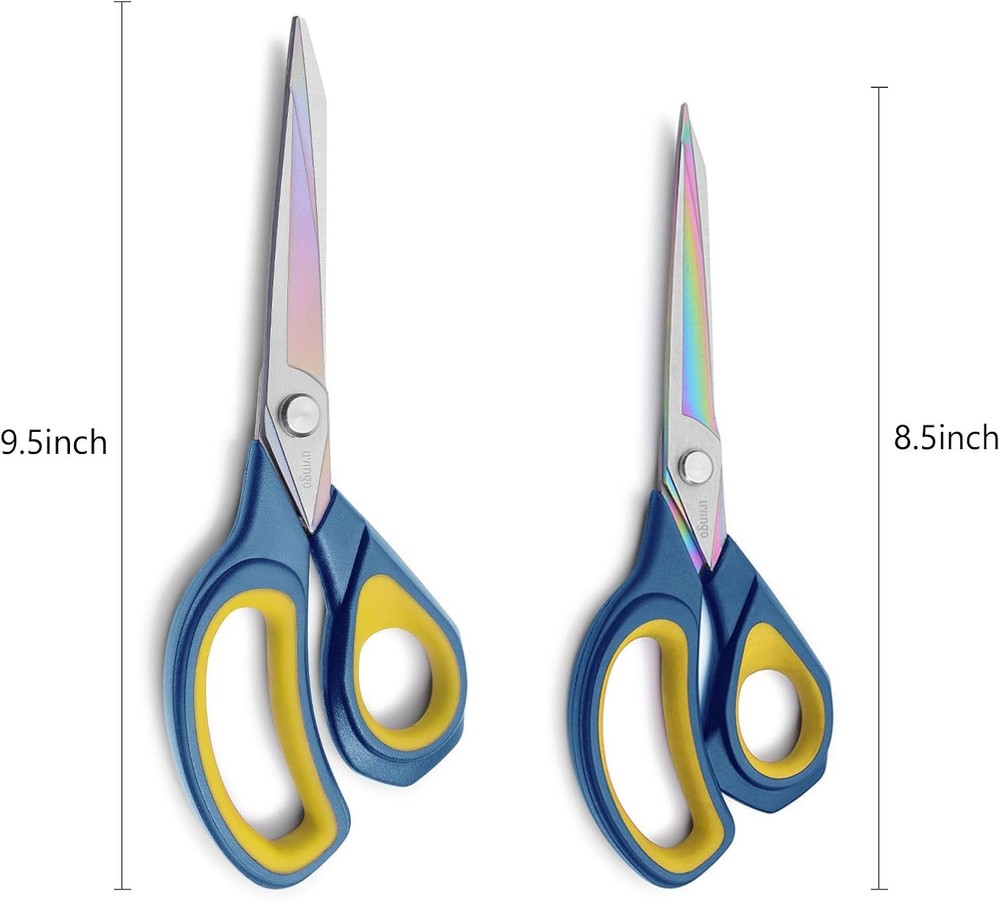 Two-Piece Set of Sharp Fabric Scissors - Heavy-Duty Multi-Purpose Scissors