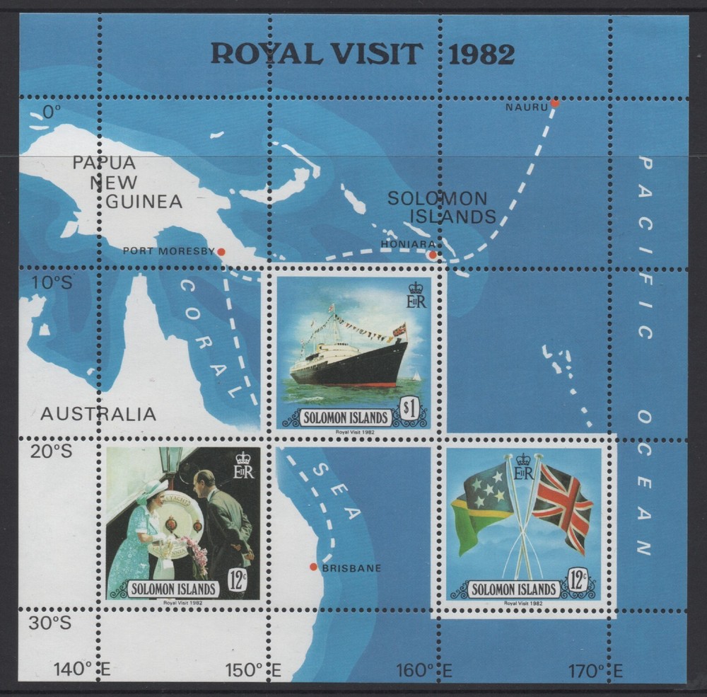 Solomon Is 1982 Royal Visit Mini Sheet MUH