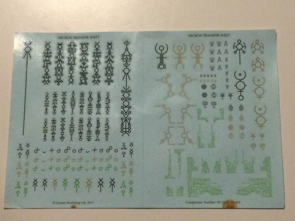 Warhammer 40000.Necron Transfer Sheet