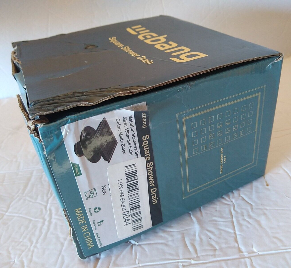 Webang 6" x 6" Square Shower Drain Matte Black New - Open Box