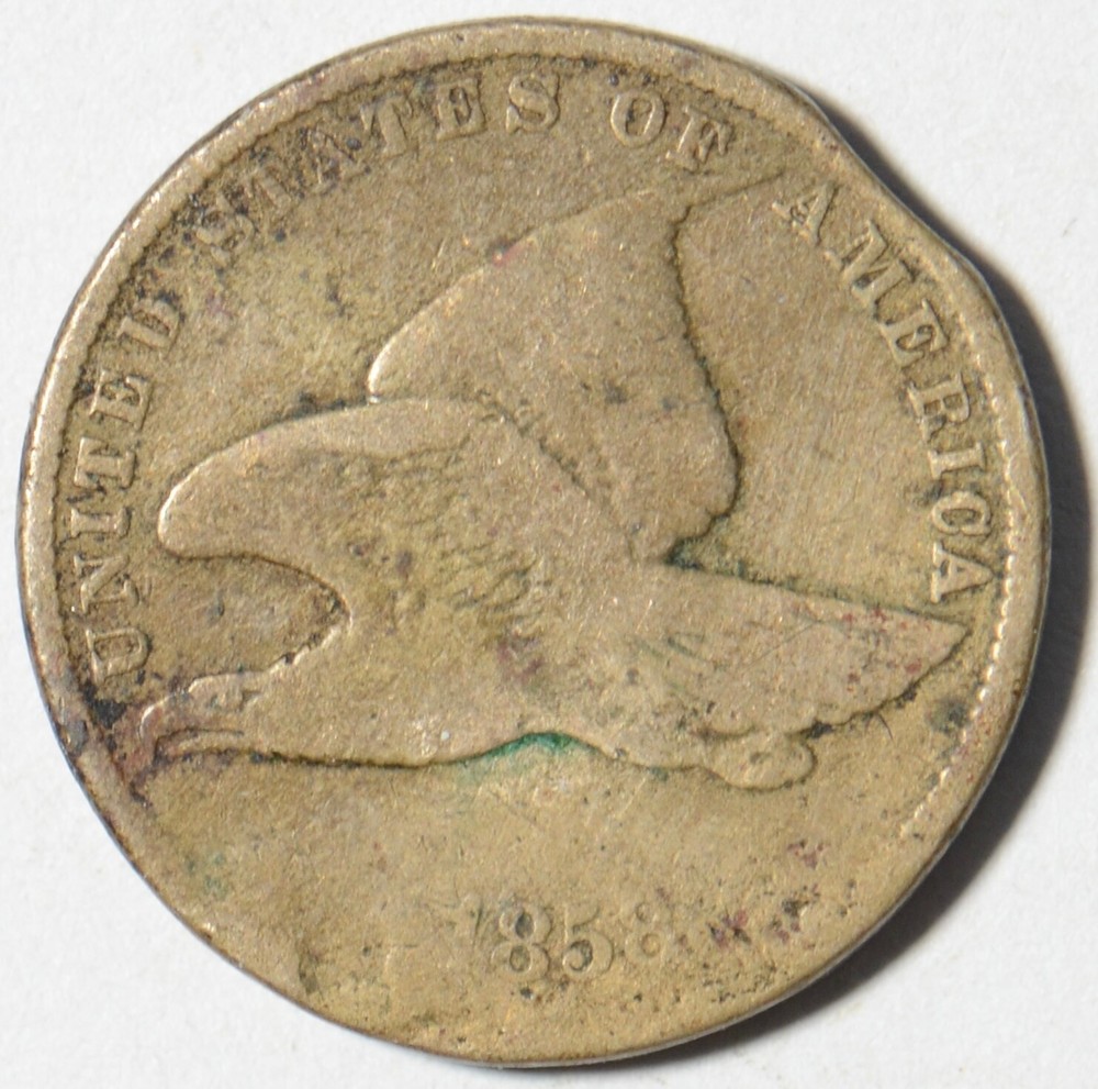1858 Flying Eagle Cent Penny Small Letters  - Clipped Planchet