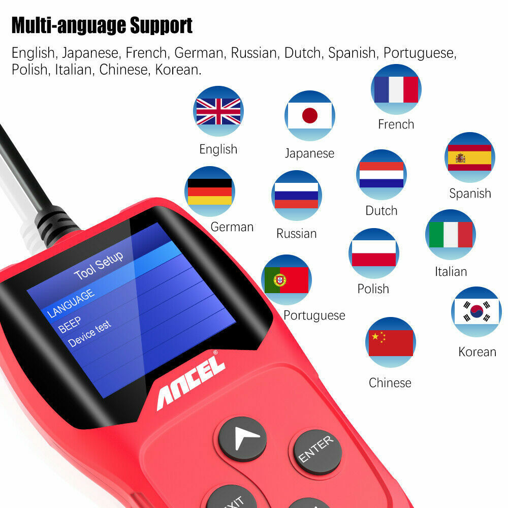 12V Auto Car Battery Load Tester Cranking Analyzer Tool 100-2000CCA ANCEL BA201