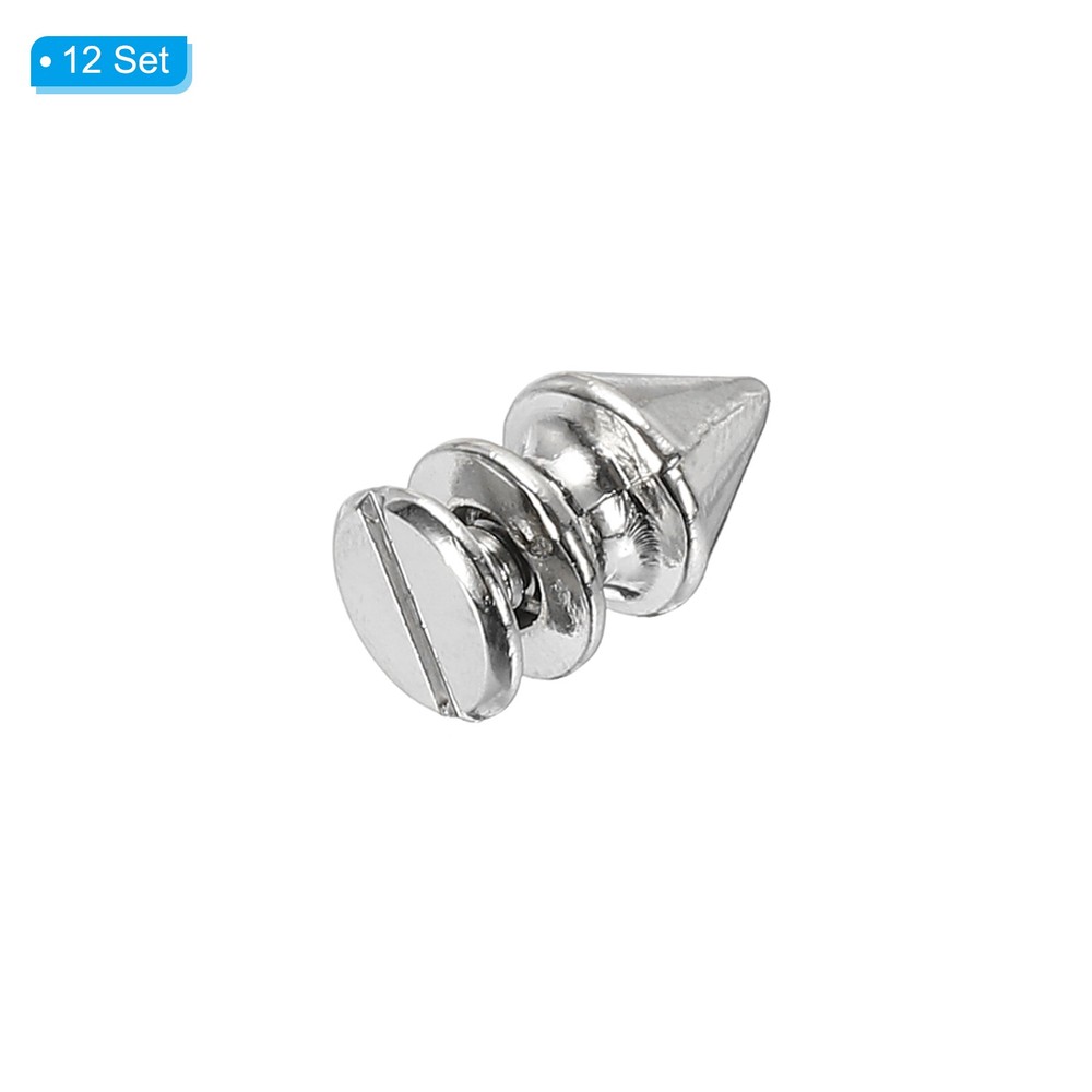 12mm Studs for Clothing, 12 Sets Spikes Leather Rivets, Silver Tone