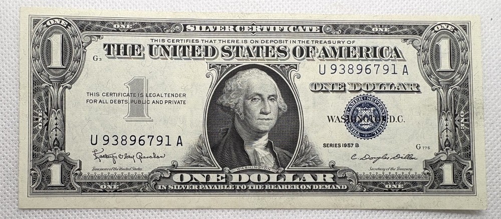 $1  - 1957B    BLUE SEAL  - SILVER CERTIFICATE - Uncirculated