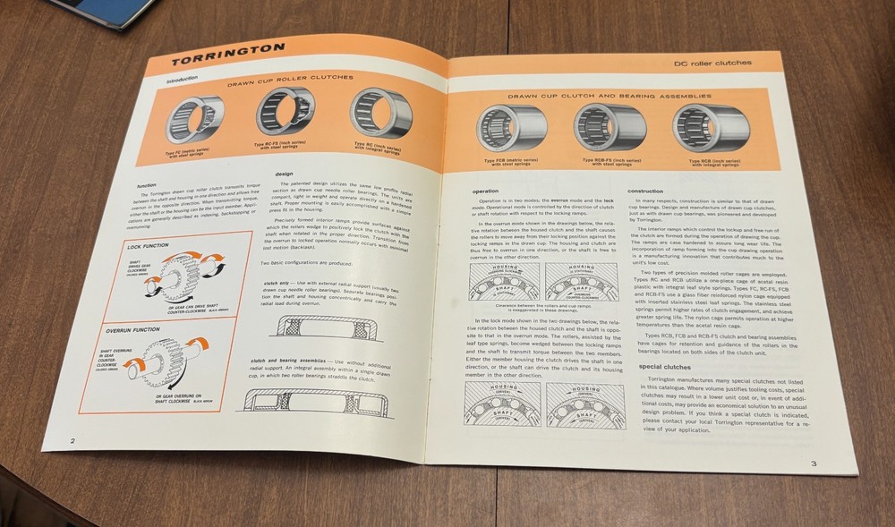 Torrington Drawn Cup and Roller Clutches Catalog RC-10