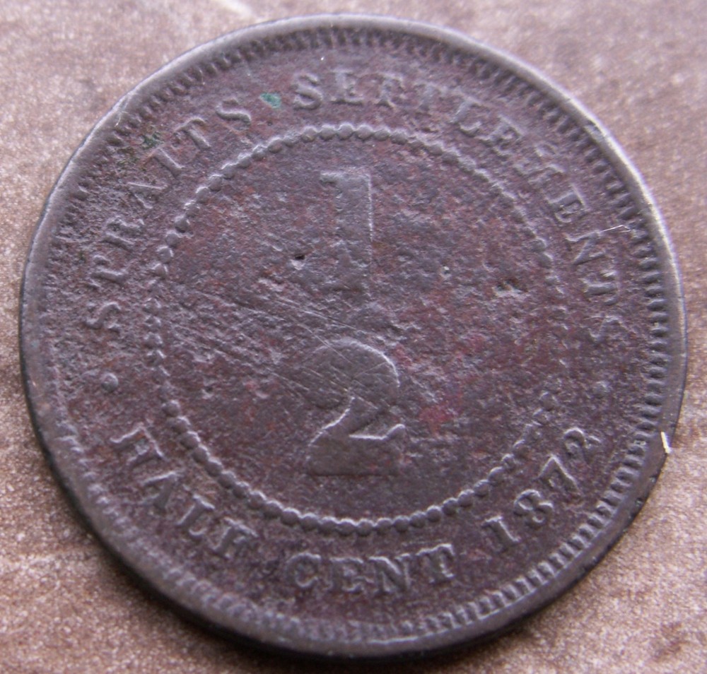 STRAITS SETTLEMENTS 1872 HALF CENT & ONE CENT PAIR SCARCE