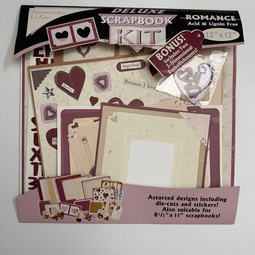 Remember When Deluxe 12x12 Scrapbook Kit Romance (incomplete kit)