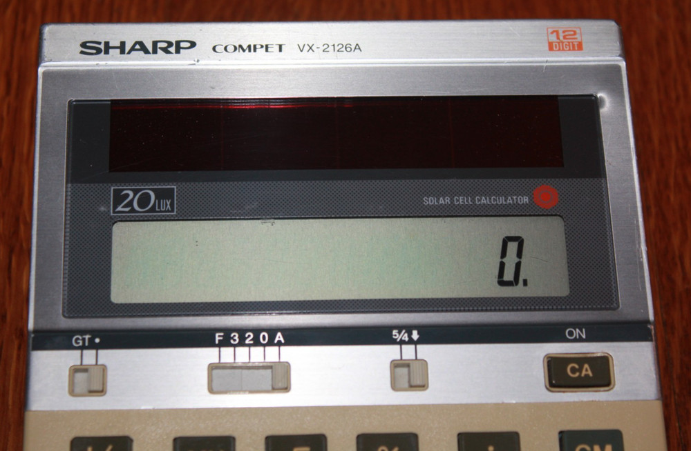 Vintage Sharp COMPET VX-2126A Solar Powered Calculator easel WORKS