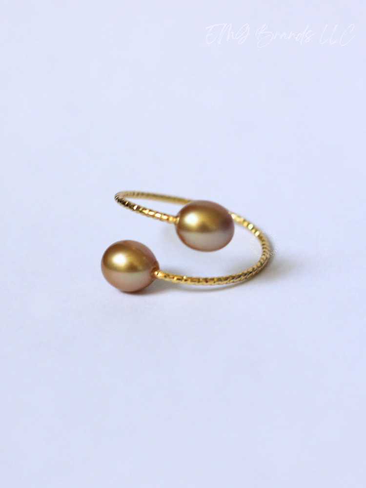Deep Golden Pearl Bypass Ring