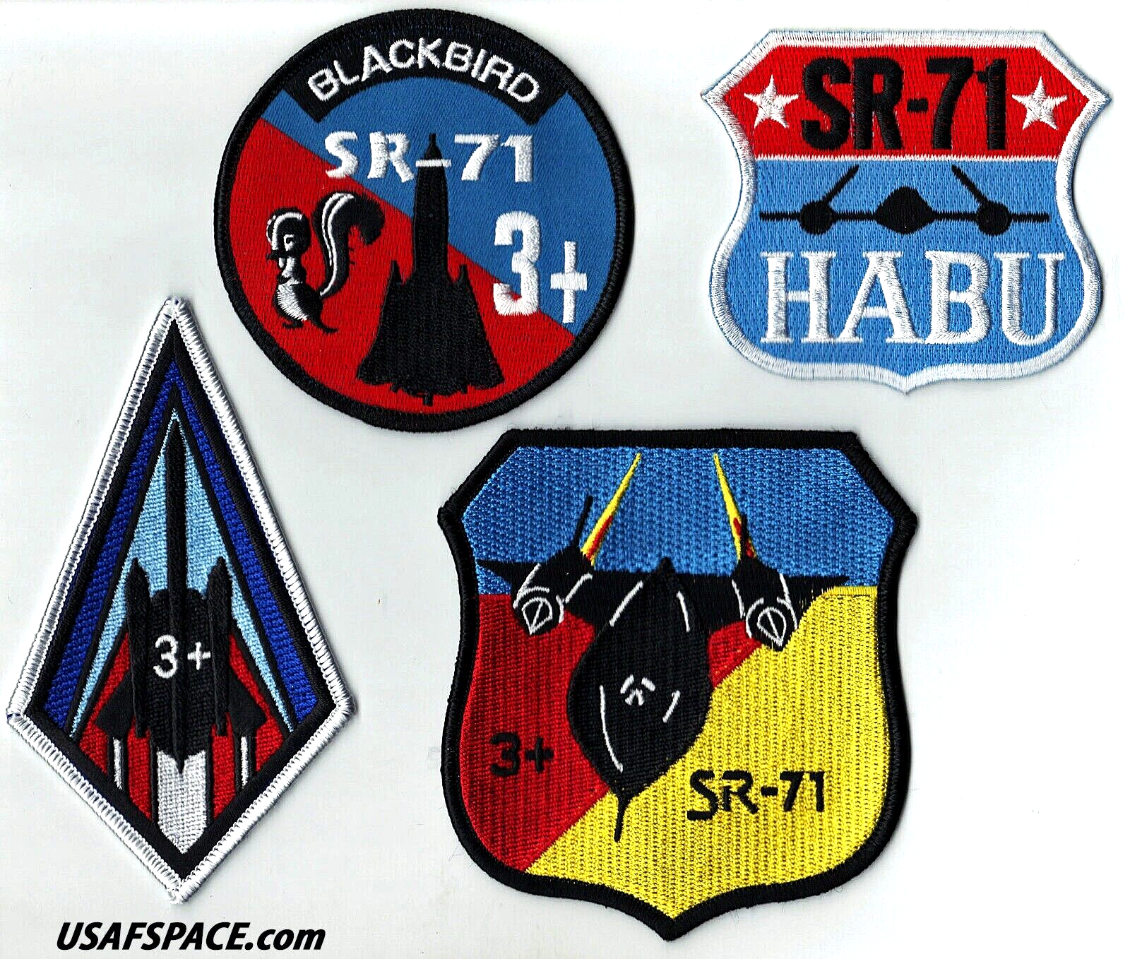 4 ORIGINAL -SR -71- BLACKBIRD 3+ HABU - USAF NRO DOD -100% Embroidered- PATCHES
