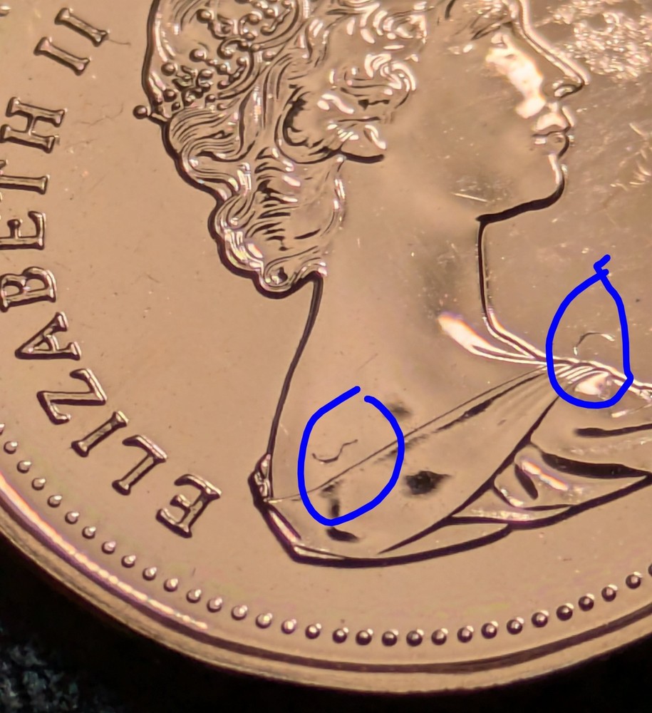 1987 1c Canada Cent Bu + DIE CRACK ERROR 2 Small Break Uncirculated +