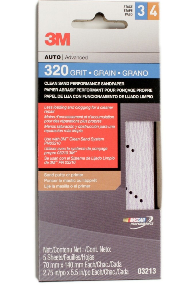 3M 320 Grit Clean Sand Performance Sandpaper 03213 10 Sheets
