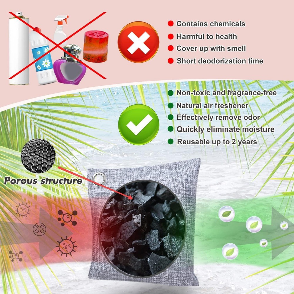 Activated Carbon Deodoriser, 16-Pack Bamboo Charcoal Air Purifier