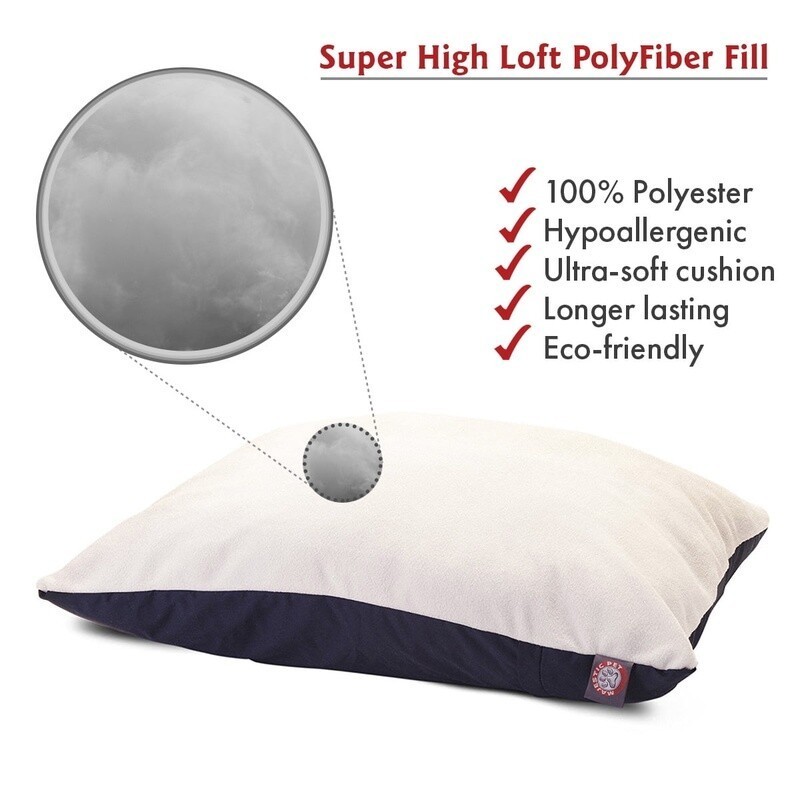 Rectangular Dog Bed Washable Removable Slipcover High Loft Fill Hypoallergenic