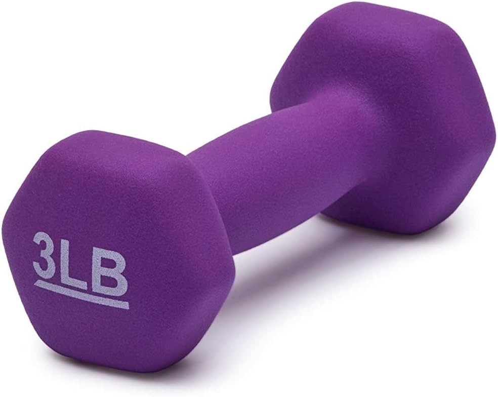 Amazon Basics - Neoprene Dumbbell Set 3 lbs Each (Pack of 2) – Hex Shape