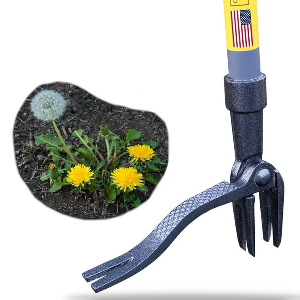 Rocklin™ Stand Up Weed Puller Tool - 4 Claw Steel Head - 48 inch Handle -