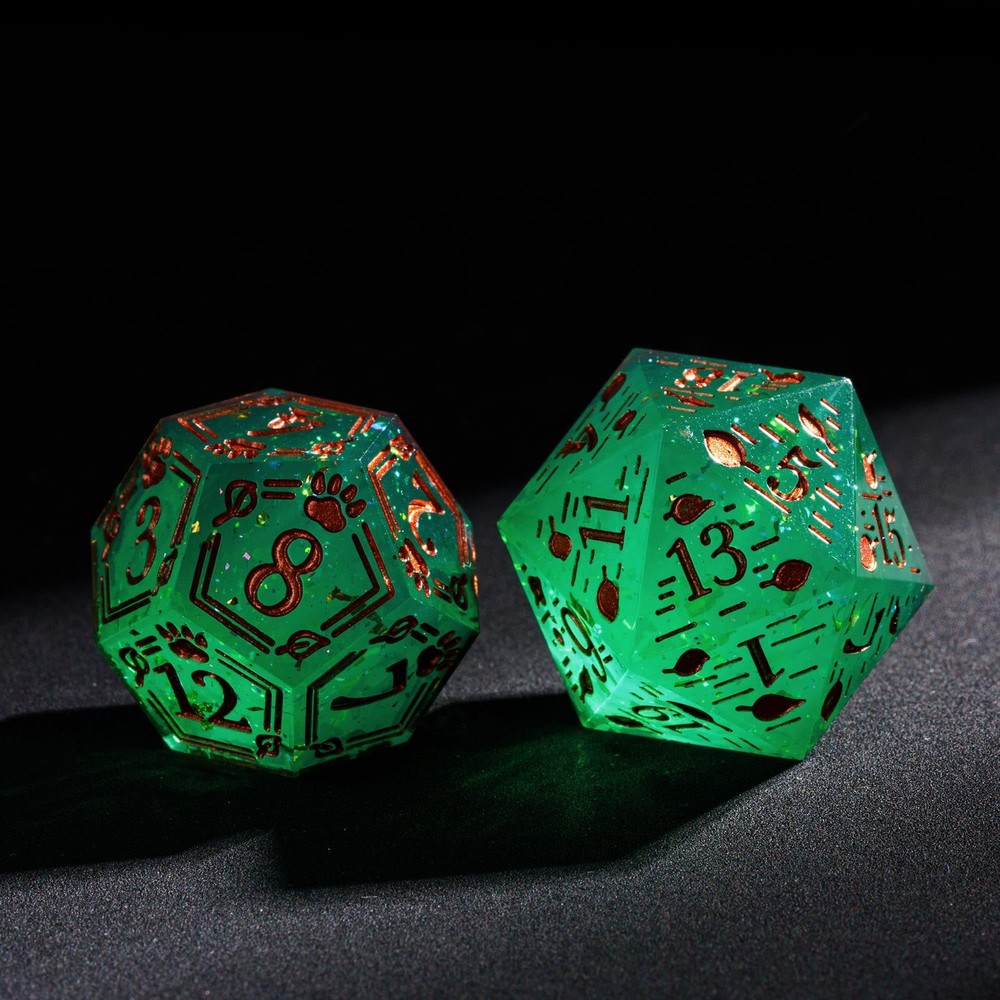 7-Die Sharp Edges DND Dice Set, Ranger Pattern Polyhedral D&D Dice Set for DN...