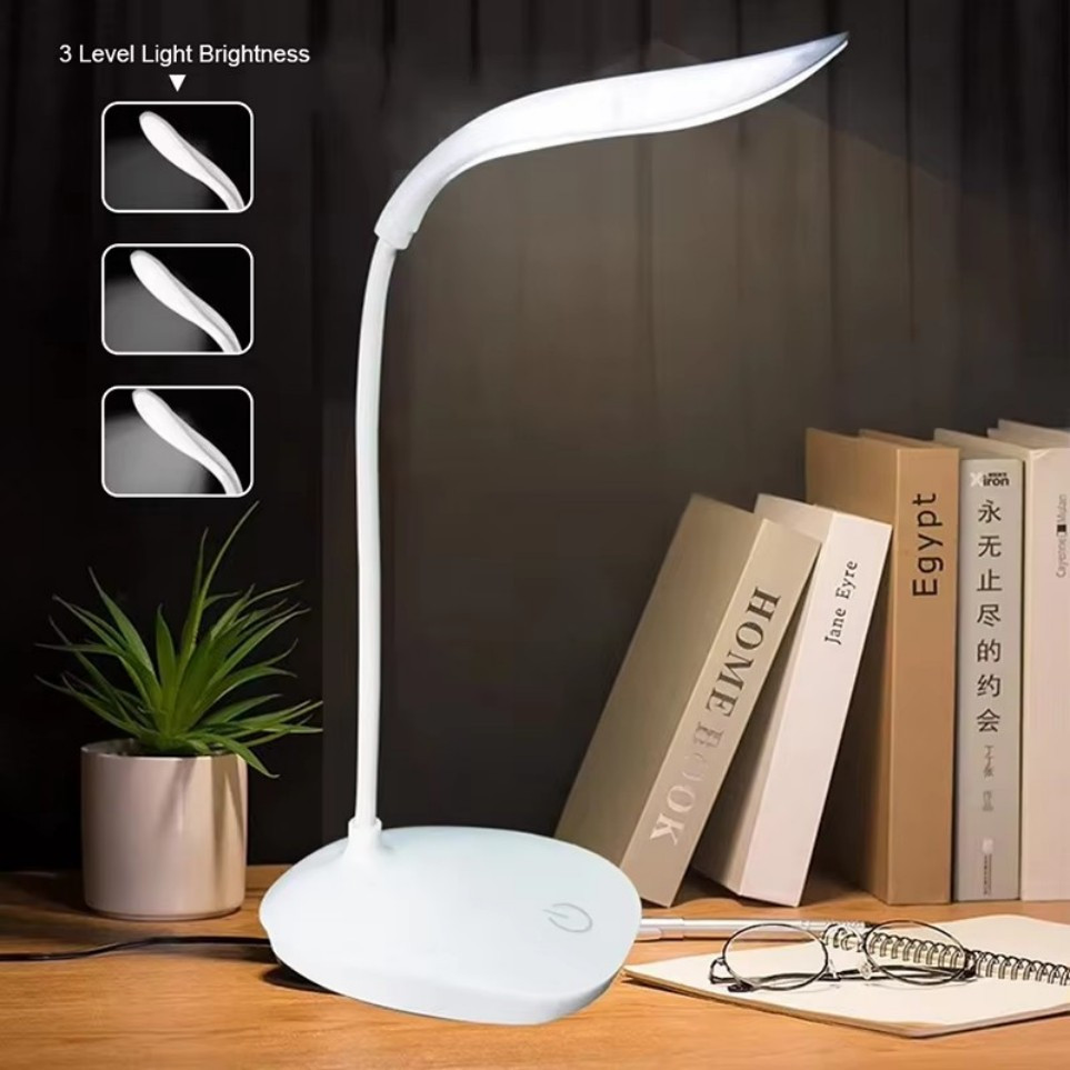 USB LED Desk Light Dimmable Bedside Reading Lamp Rechargeable Touch Control -&#