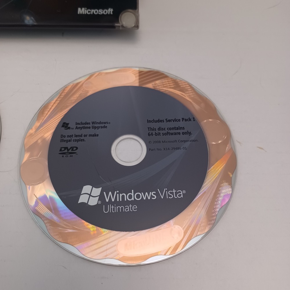 Microsoft Windows Vista Ultimate Includes Service Pack 1 - 32 bit & 64 bit DVD's