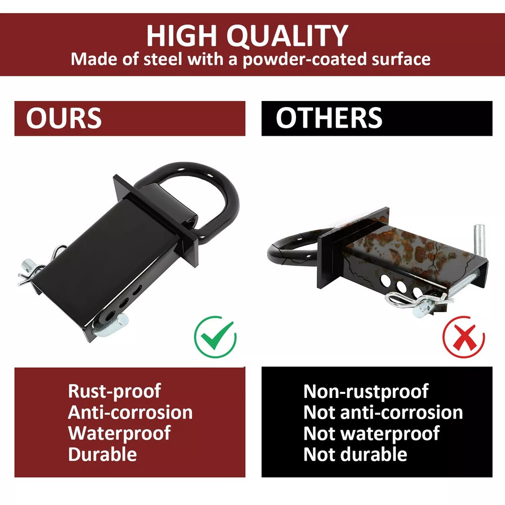 New Stake Pocket D Ring Heavy Duty Adjustable Trailer Stake Pocket,Black, 6 Pack