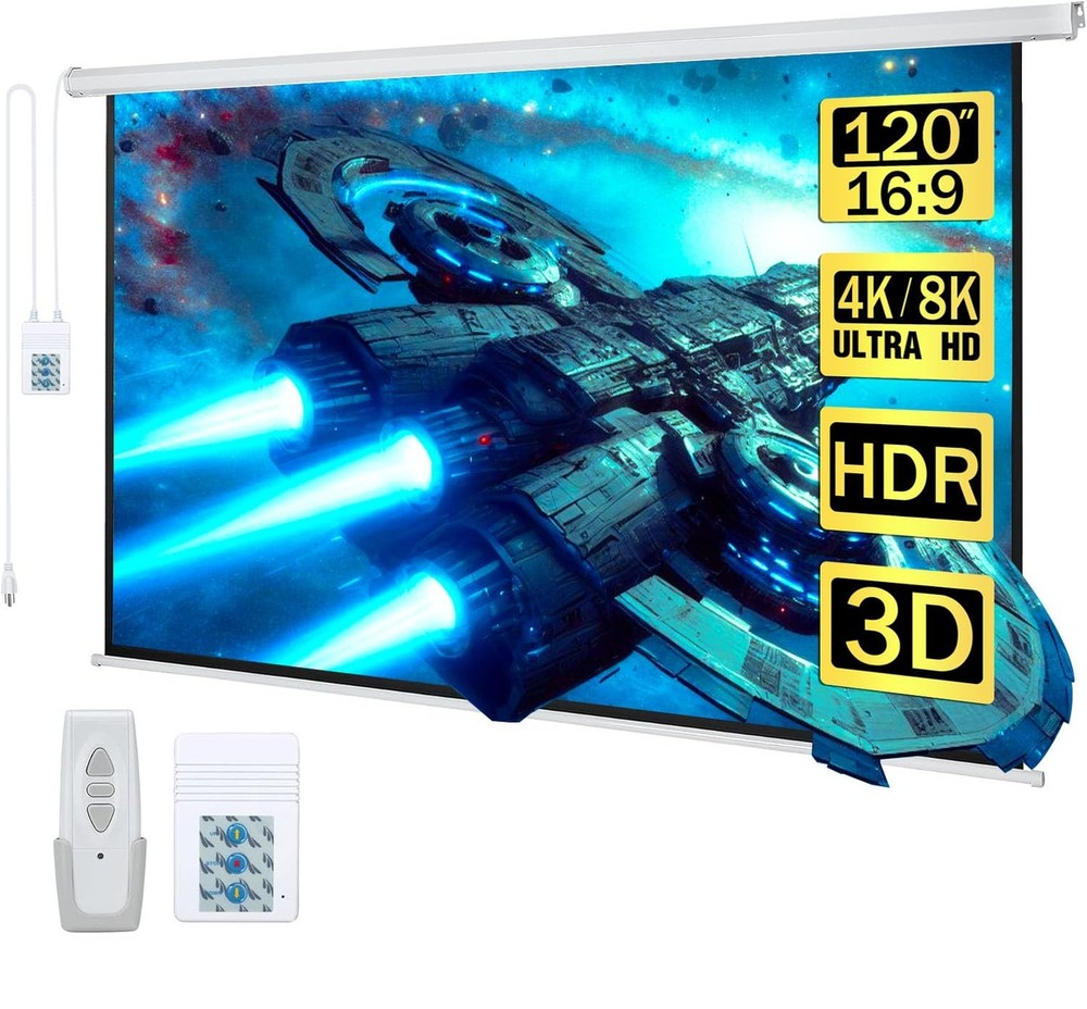 Kayle 120" Motorized Projector Screen Electric Diagonal Automatic Projection ...