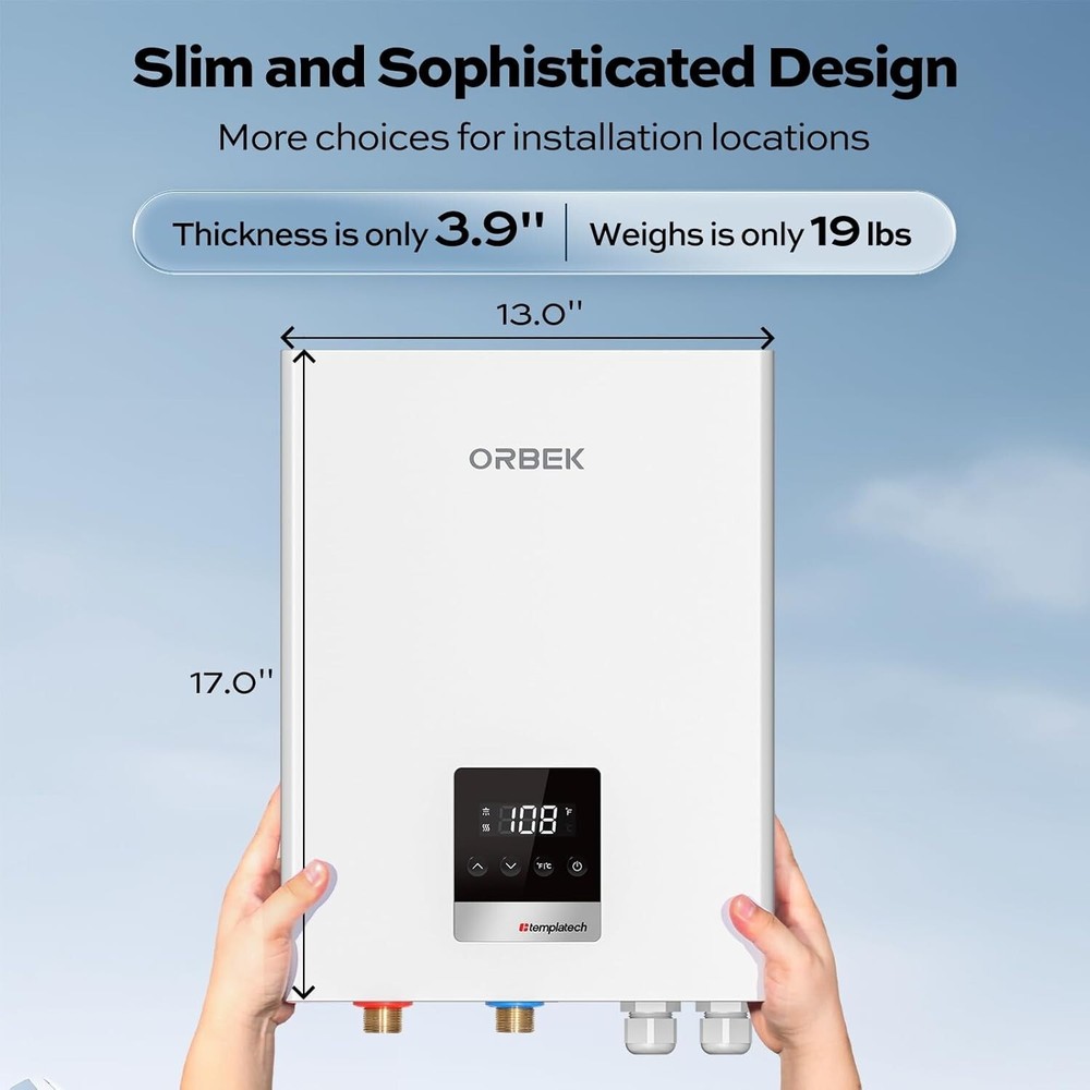 ORBEK 18KW Electric Tankless Water Heater Instant Hot Boiler for Whole House