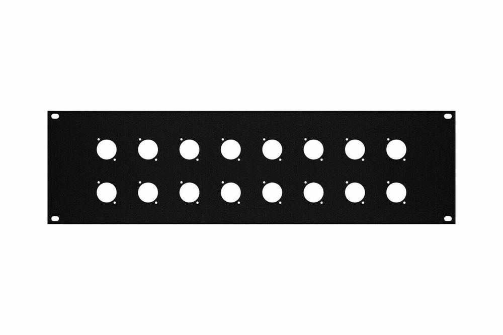 3u Space Metal Rack Panel w/ 16 D Connector Holes Rack Panel