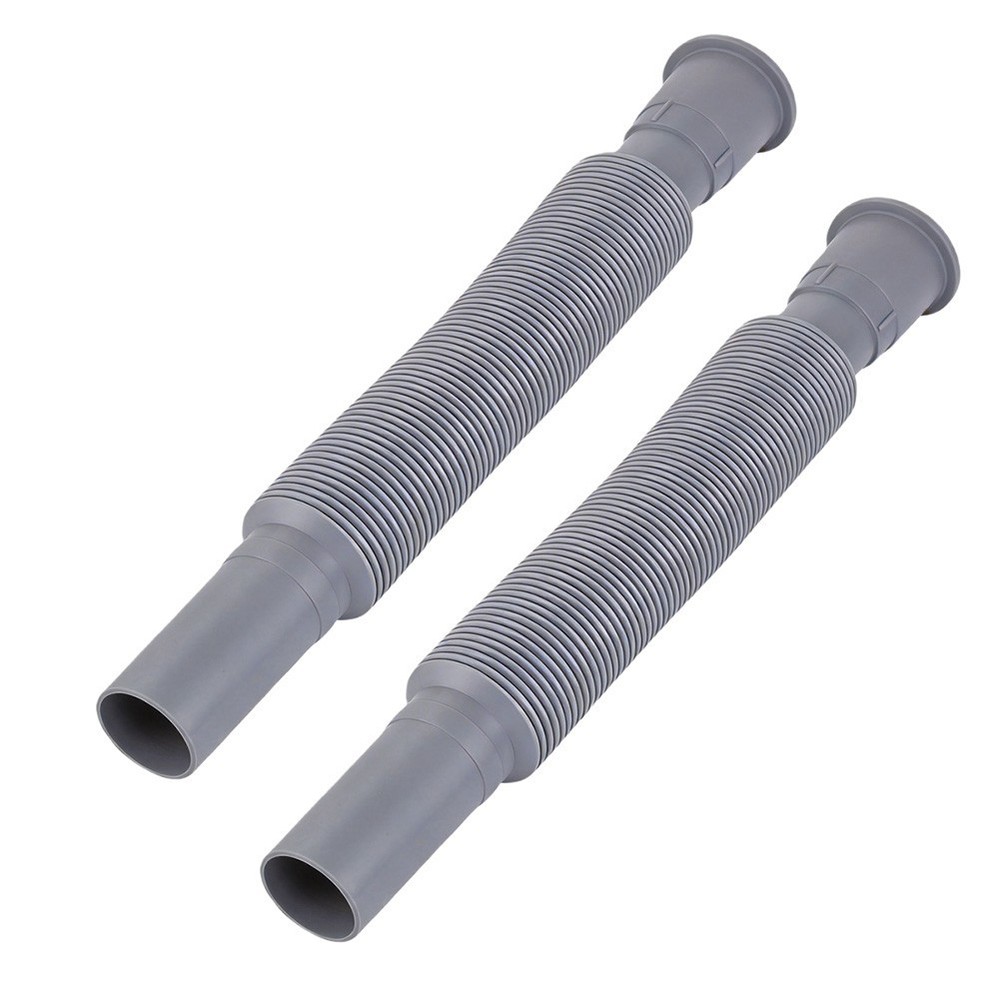 Flexible Drain Hose 2 PCS 80-90cm Extendable Plastic Pipe for Standard Sink Use