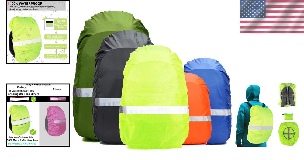 Compact Waterproof Backpack Cover with Reflective Strip - Ultralight & Durable