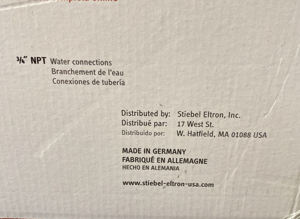 Stiebel Eltron Tempra 36 Plus 36kW 240V Tankless Water Heater 7.03 GPM