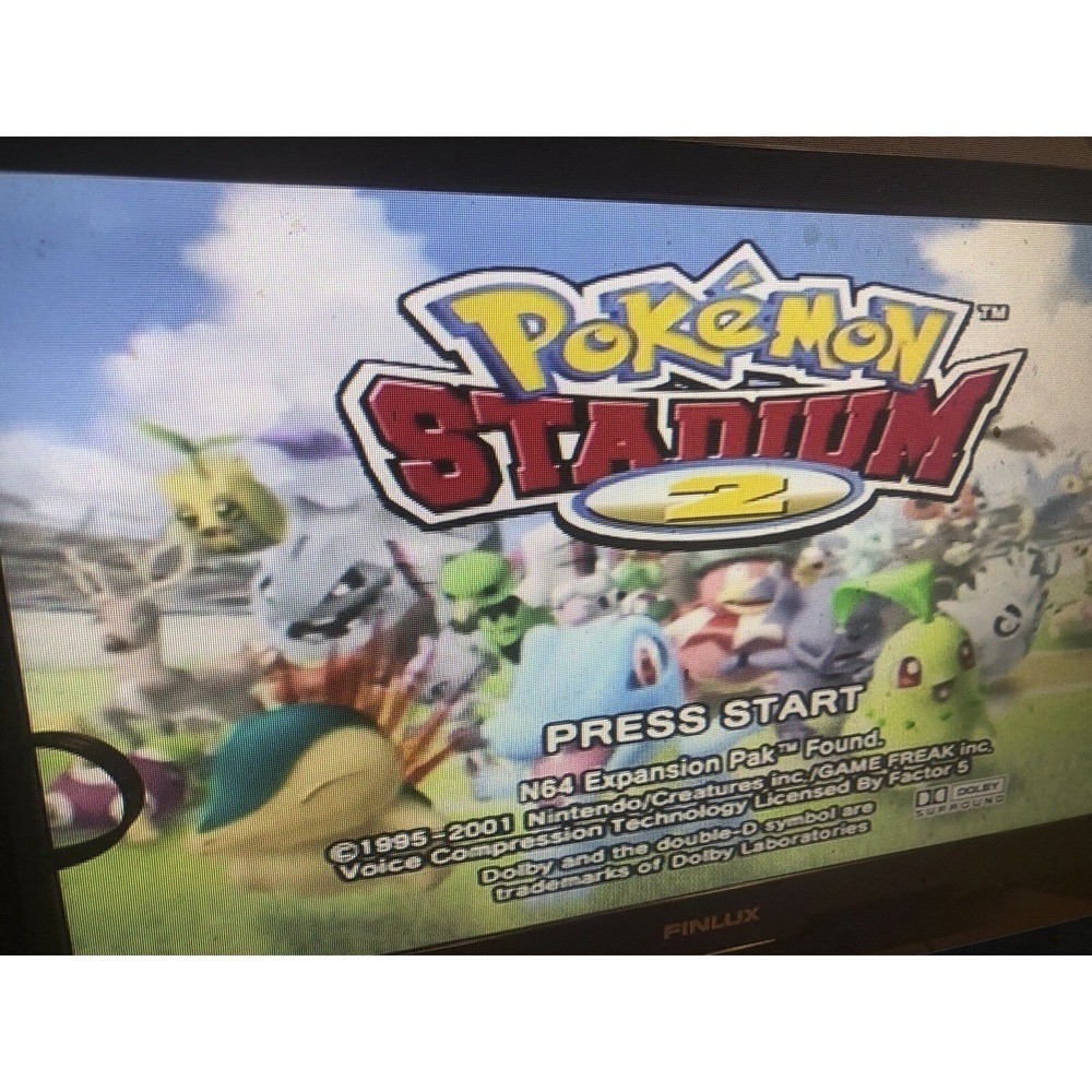 Nintendo 64 N64 Bundle + Cables +2 Controllers + Pokemon Stadium 1 & 2 tested