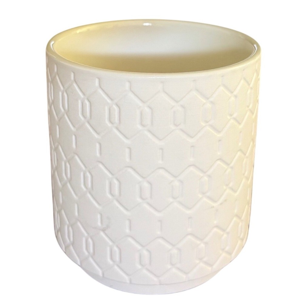 CB2 White Textured Ceramic Planter Pot – Modern Minimalist 5"