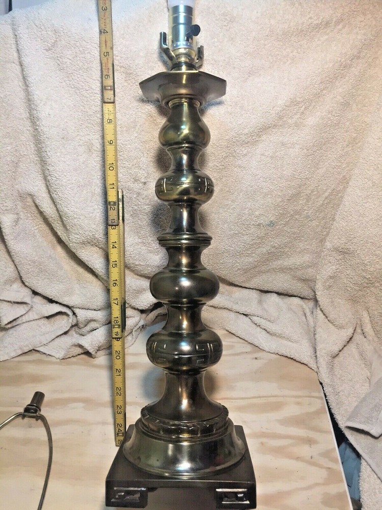 Art Deco Thick HEAVY solid CAST brass table lamp