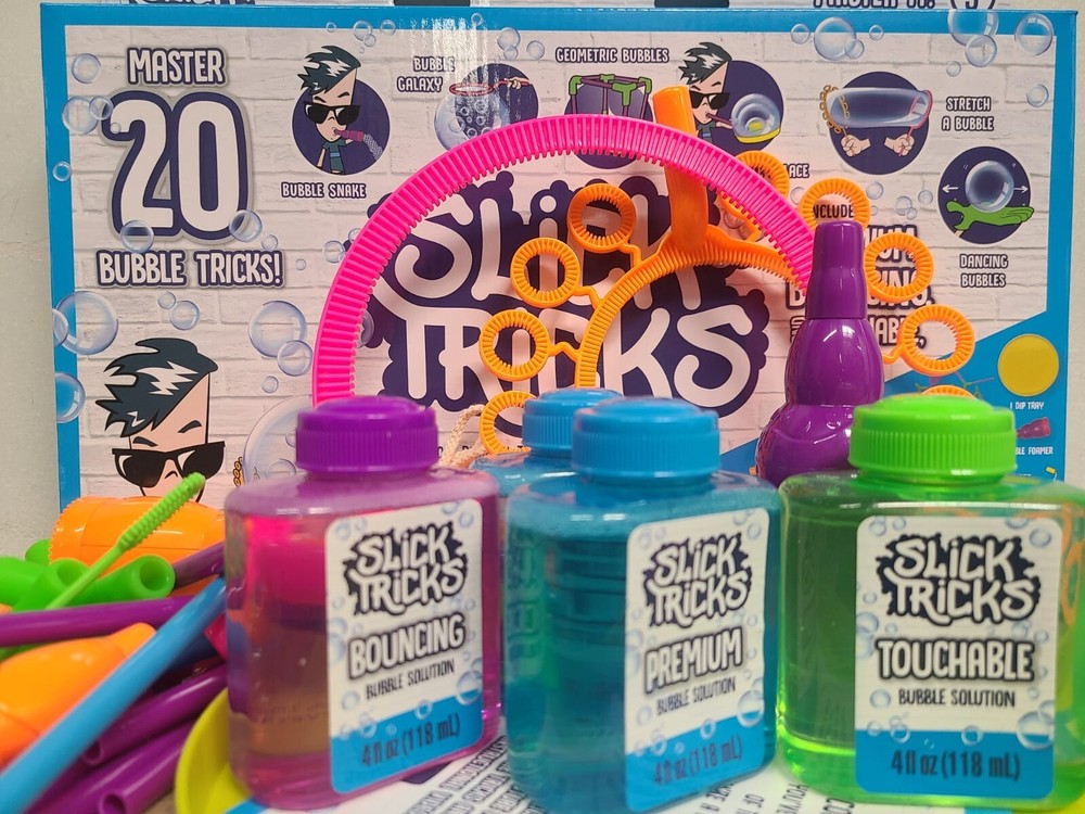 Slick Tricks MAGIC Bubble Kit 20 Bubble Tricks Kids 5+ years Bouncing, Premium