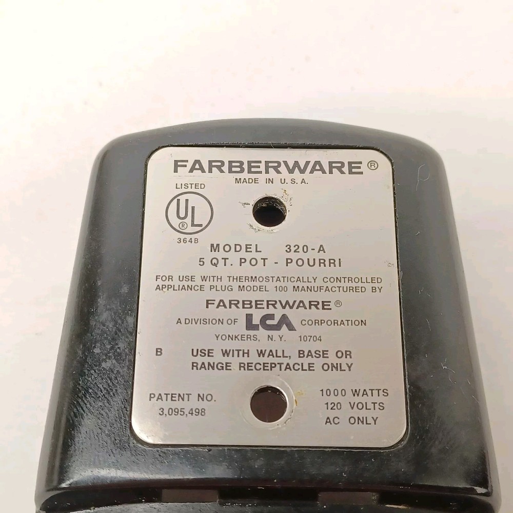 Farberware Pot-Pourri 320-A Heating Element Cover Plate Replacement Part
