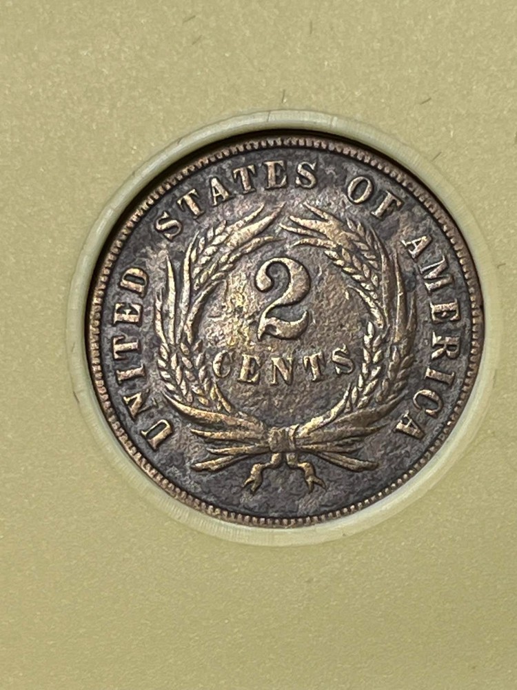 1868 2c Shield Two Cent Piece US Coin