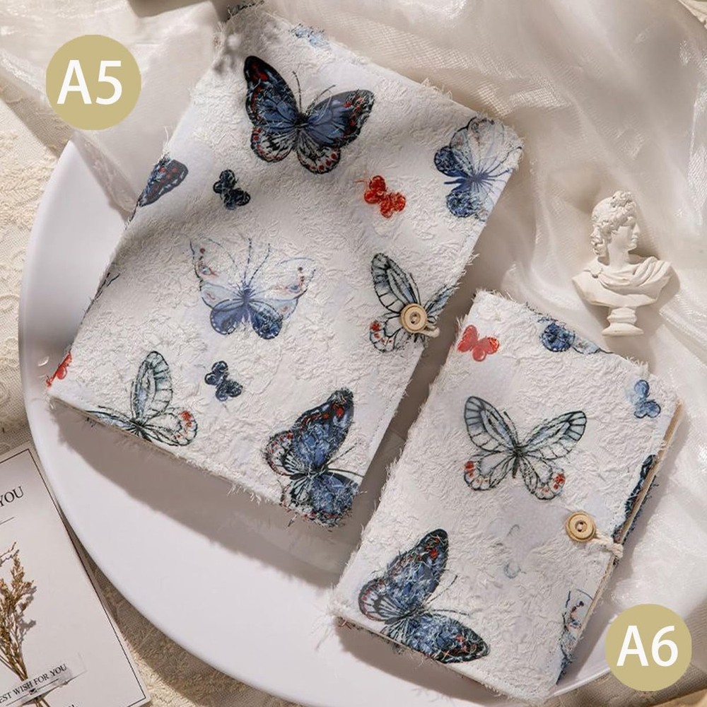 A5 Binder, 6 Ring Binder, Refillable Journal, Butterfly Notebook, Embroidered...