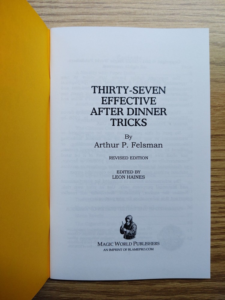 37 Effective After Dinner Tricks by Arthur P. Felsman