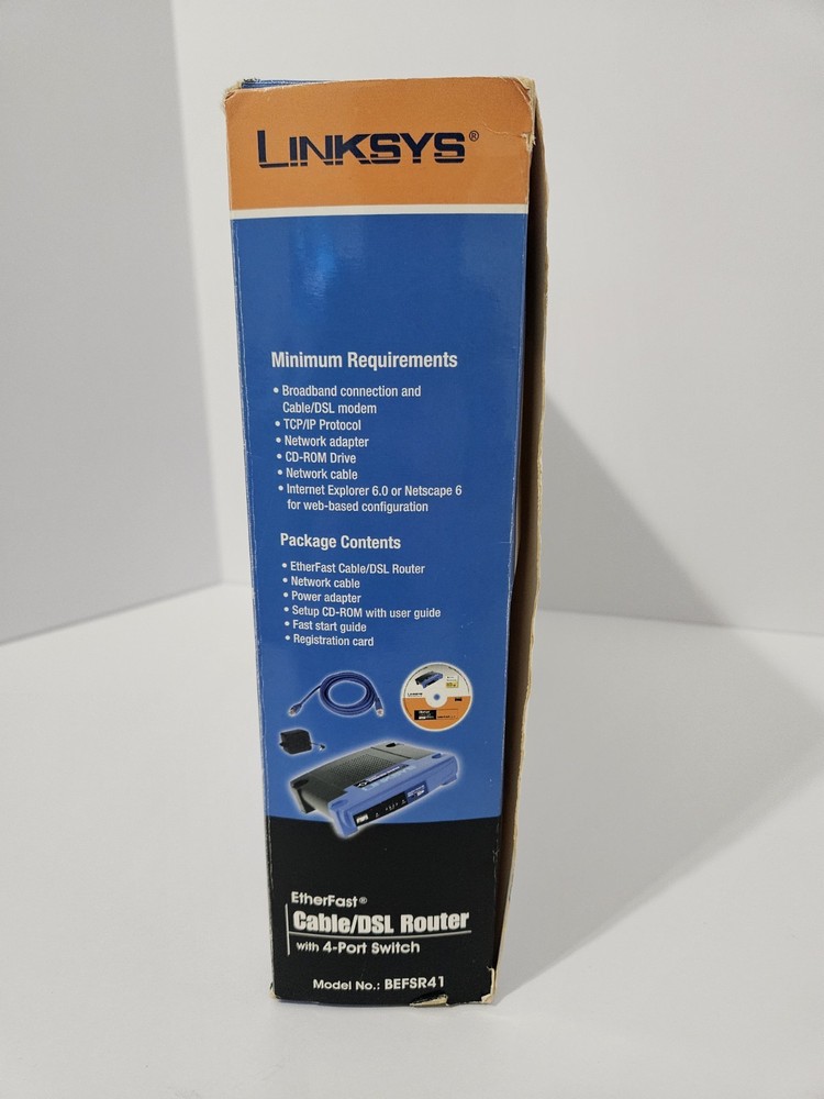 Linksys Etherfast Cable/DSL Router With 4 Port Switch Wired Model BEFSR41