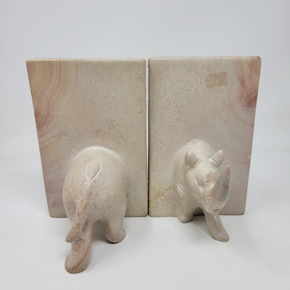 Rhinoceros Soapstone Bookends