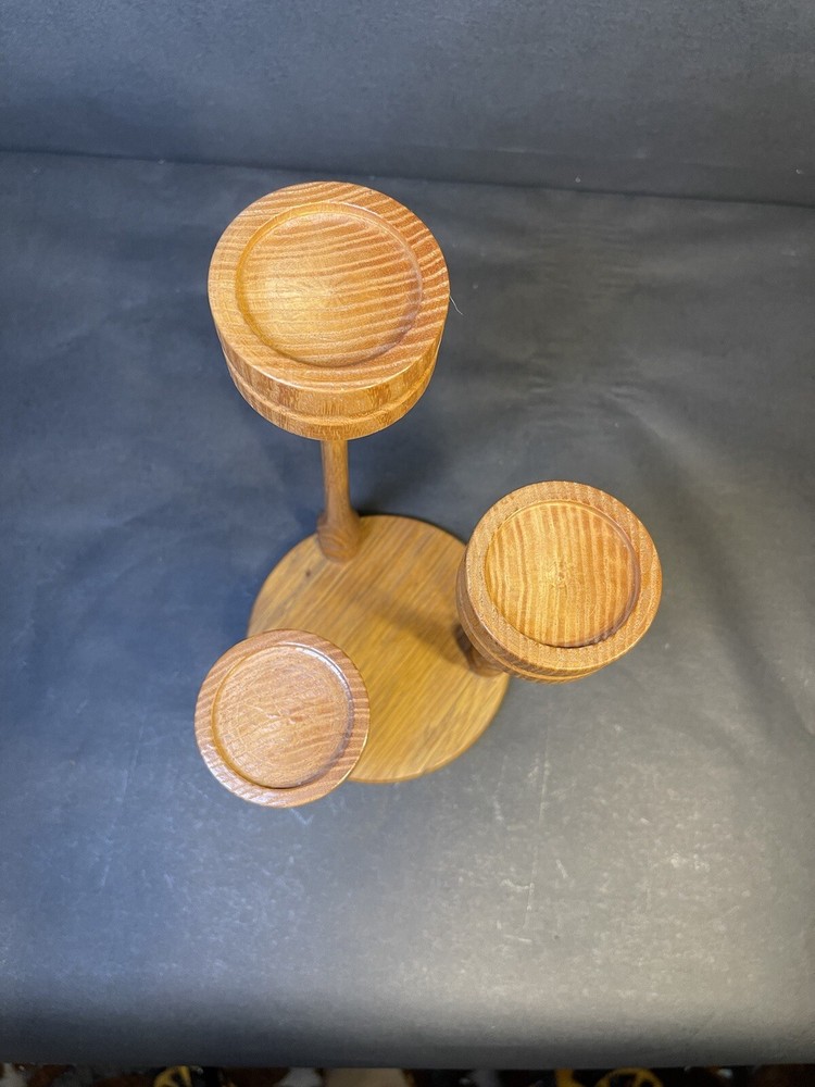 MCM Oak CANDELABRA Hand-made Signed 1979