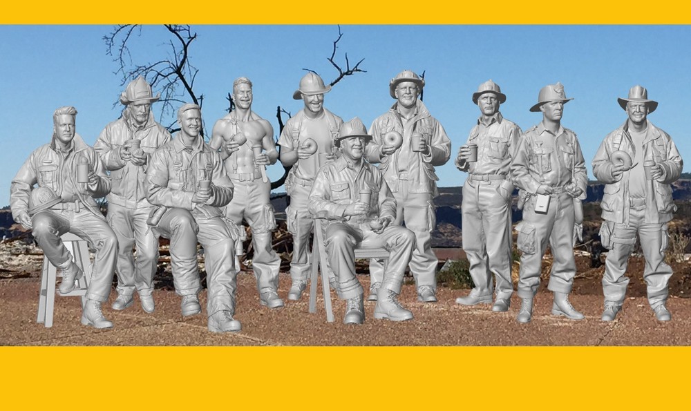O Scale FIGURES - A QUANTITY OF FIREFIGHTERS AT REST