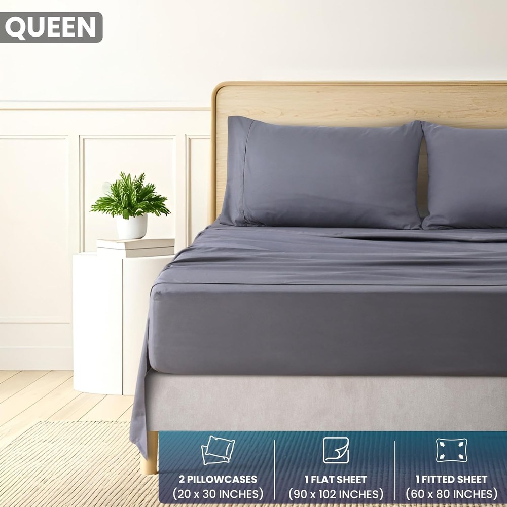 Queen Sheet Set – Brushed Microfiber – Ultra Soft Bed Sheets